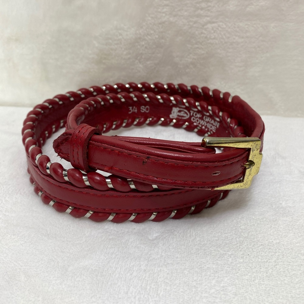 Justin Top Grain Red Leather Braided Western Belt Cowgirl Rodeo